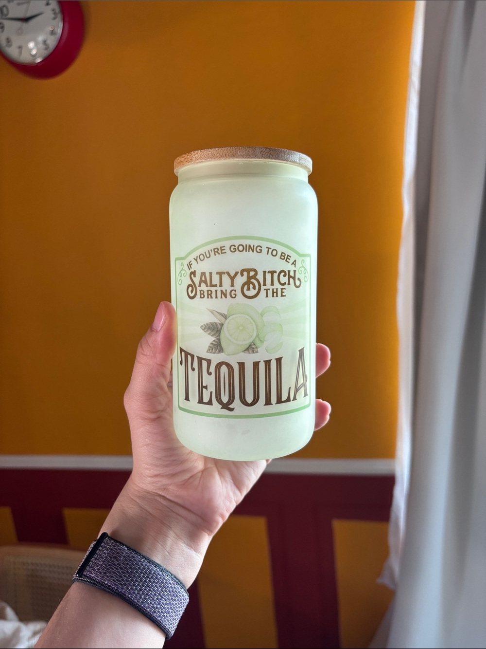 Glass jar style cup